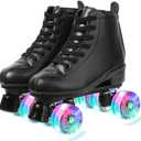 XUDREZ Classic Roller Skates High-Top Double-Row Leather Roller Skates for Women and Men Size 38