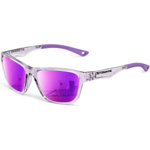 Polarized Running Sunglasses for Women Mens Sun Glasses for Cycling Fishing Driving Golf UV Protection (Purple + Transparent Light Purple)