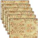 Luxury Dinner Table Runner and Placemats Set of 6, Gold Farmhouse Boho Fabric Cloth Place Mats, Perfect for Dining Room Decor, Washable Indoor Decoration((Gold, 6 Piece 13×18 Placements)