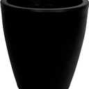 Elly Dcor 17 inch Planter for Garden with Drainage, Large Round, Lightweight & Extremely Durable, Deck Indoor/Outdoor Plastic Pot, 17"x15"x9", Black