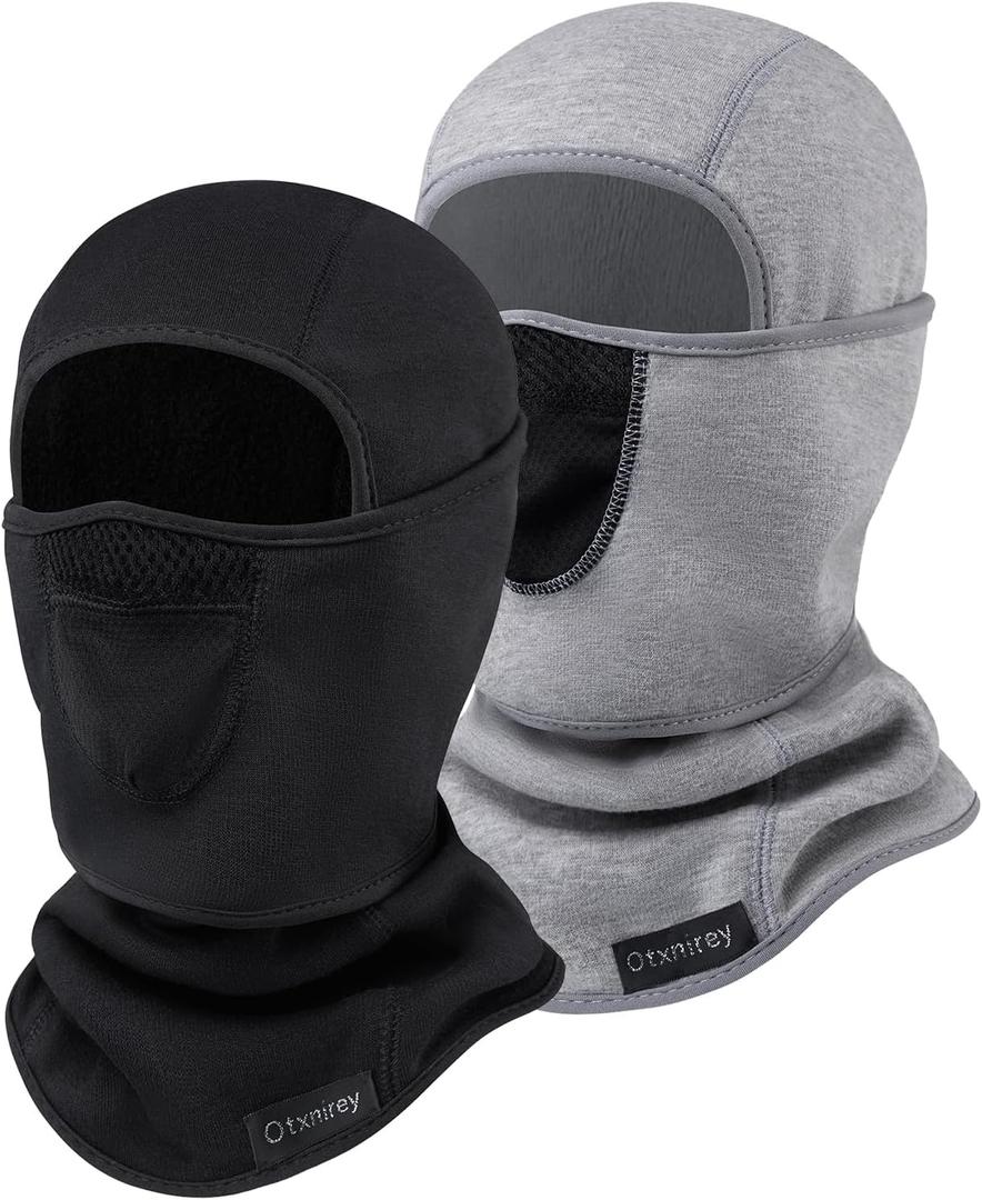 Kids Balaclava Windproof Ski Mask for Boy Girl (with Breathable Holes), Winter Hat Ski Mask for Cold Weather for Skiing (Black+light Grey)