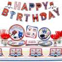 Hockey Party Supplies - Ice Hockey Birthday Party Set Including Plates, Cups, Napkins, Tableware, Tablecloth, Banner for Kid's Hockey Fans Birthday Gameday - Serves 20