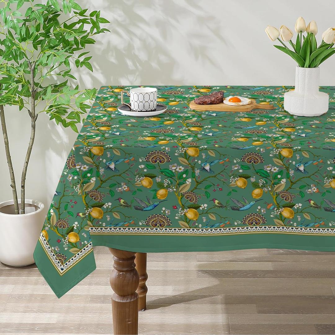 Spring Tablecloth 60x120 for Recatangle Table - Green Spring Decorations for Home - Holiday Floral Table Cloth Farmhouse Decor for Home, Party