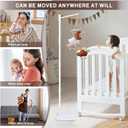 White Floor-Standing Crib Mobile Arm - 65" Baby Mobile Stand for Crib - Mobile Arm for Crib - 100% Beech Wood - Adjustable Mobile Hanger with Anti-Tip Base - Easy Assembly - Modern Nursery Decor