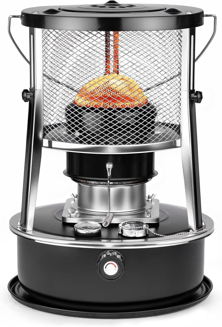 9,000 BTU Kerosene Heater, Kerosene Heaters for Indoor Use, Non Electric Portable 2 in 1 Stove & Heater for Camping, Garage, Home, and Emergency Use