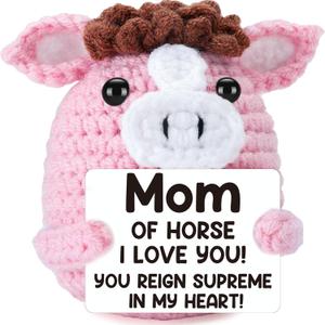 Mini Mother Gifts for Mom Birthday Mothers Day from Daughter Son, Unique Handmade Crochet Cute Horse Gift for New Mother Mama Step Mom to Be from Kids, I Love You