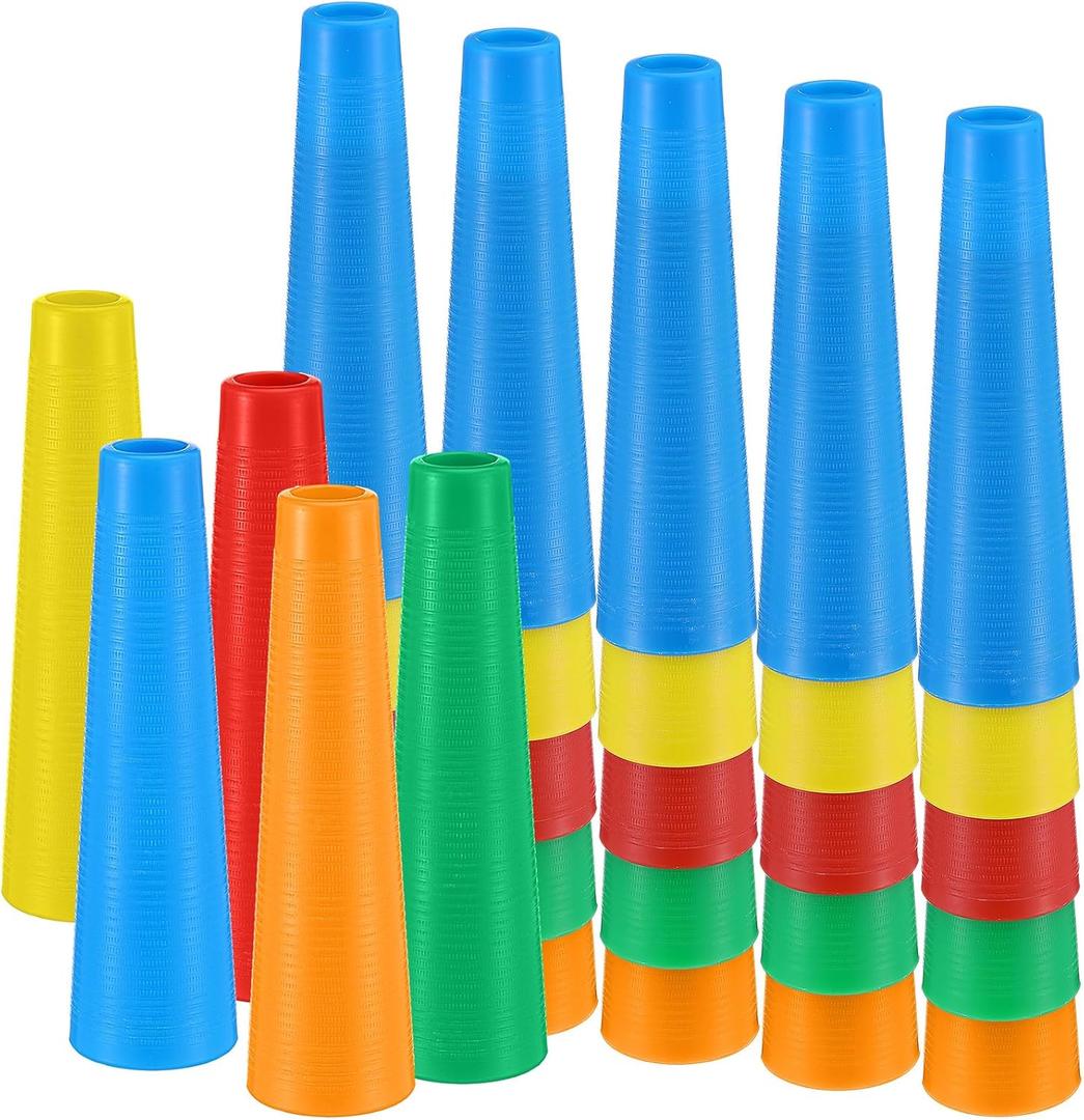 Threehoney 50 Set Stacking Hand Replacement Cones Occupational Therapy Equipment Hand Therapy Tools 7 Inch Small Stacking Cones Textured Physical Exercisers
