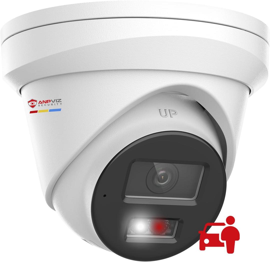Anpviz 4K PoE IP Camera Outdoor, 8MP Smart Dual Light Turret Camera, Human/Vehicle Detection, 2.8mm Lens Wide Angle, Full Metal Housing, Built-in Mic, 120dB WDR, IP67 Waterproof, No Adapter(H Series) Anpviz 4K PoE IP Camera Outdoor, 8MP Smart Dual Light Turret Camera, Human/Vehicle Detection, 2.8mm Lens Wide Angle, Full Metal Housing, Built-in Mic, 120dB WDR, IP67 Waterproof, No Adapter(H Series)