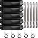 Grill Replacement Parts for Nexgrill 5 Burner 720-0888N, 720-0888, 720-0864, 720-0830H, Grill Heat Plate Shields, Burner Tubes and Ignition Electrodes for Nexgrill Replacement Parts 5 Burner (Porcelain Steel)