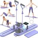 Pilates Slider Board for Women Home Workouts Detachable Portable Pilates Reformer Machine with Resistance Bands Mini Fitness Equipment (Purple)