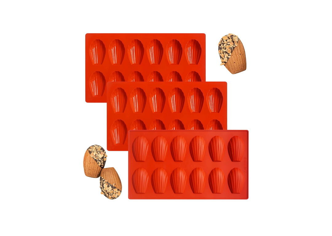 Madeleine Pans for Baking, Non-stick Silicone Madeleine Cookies Trays for Baking, 3Pcs Shell Shape Madeleine Mold Cake Pans (Mini(12-Cavity))