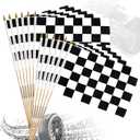 12x18 Inch Black and White Checkered Racing Flags on Stick Hand Held Race Car Flags Perfect for NASCAR Theme Party Car Racing Decorations (12)
