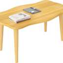 Cookie Coffee Table Low Table with 4 Solid Wood Sturdy Legs,Floor Table Desk for Sitting on The Floor,19.7"D x 31.5"W x 16"H Inches,Living Room/Toy room Furniture,Rental house Furniture (Natural)