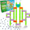 Marble Genius Marble Maze Slides STEM Creator Set: 80 Pieces, and 16 Action Pieces, with Instruction App Access - Marble Run for Kids - Build, Race, and Discover Tracks with This Marble Game Set