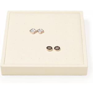 Oirlv Microfiber Jewelry Stud Earring tray Display Tray Earring Display Organizer Tray(Beige)