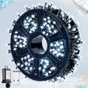JMEXSUSS 400 LED White Christmas Lights Outdoor Decorations, 132ft Christmas Tree Lights with Remote, Indoor String Light Plug in for House Xmas Bush Decor