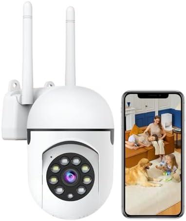 JAIOTlink 1080P Security Camera Wired, Baby Monitor with 360° Pan/Tilt, 2-Way Audio, Color Night Vision, AI Detection, SD/Cloud Storage, 2.4G/5GHz WiFi Home Surveillance Cam, Compatible with Alexa, Color: White (Wall Mount)