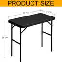 Folding Table 2.7ft Rectangular All-Occasion Plastic Folding Event Table for Indoor and Outdoor, Portable Desk, Camping, Durable and Stable, HDPE and Steel, Wide Application, Black