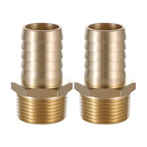 Brass Hose Barb Fitting 1" to 1" NPT Male Adapter for Air, Water, Fuel, Home Brew Pipe - Pack of 2