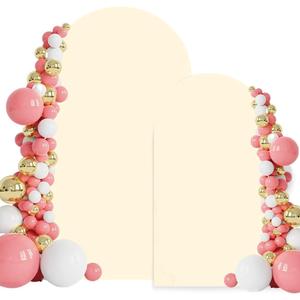 2 Pcs 6FT 7.2FT Wedding Arch Stand Cover Wedding Arch Covers Adjustable Thick Elastic Backdrop for Birthday Party Ceremony Banquet Photography Background Decor Papaya Whip