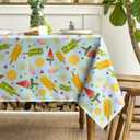 Horaldaily Summer Tablecloth 60x104 Inch Rectangular, Tropical Popsicle Ice Cream Orange Sunshine Blue White Washable Seasonal Table Cover for Party Picnic Dinner Decor