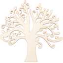 UEETEK 10pcs Family Tree Wood Cutout Blank Wooden Embellishments for DIY Crafts (Wood Color)
