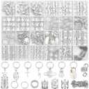 Lucomb 259 Pcs Hair Jewelry, Hair Accessories for Braids Silver Loc Jewelry for Hairs Dreadlocks Braid Jewelrys Hairs Cuffs Clips Dreadlock Accessories for Women's Loc Charms Rings Decoration