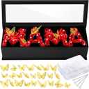 Ireer Mother's Day Mama Empty Flower Gift Box Cardboard Letter Shaped Fillable Box with Plastic Liners 50 Crystal Bouquet Pins 24 Gold Butterfly Decorations for Valentine Mom Birthday DIY(Black)