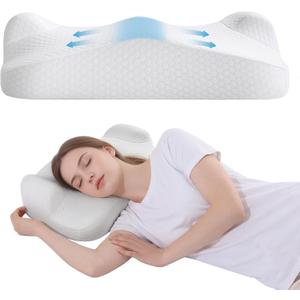 ROYALAY Ergonomic Memory Foam Pillow for Side Sleepers, Contoured Support Pillow for Comfortable Sleeping with Detachable Washable Cover