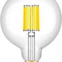 OMAYKEY 12W Dimmable Oversize LED Globe Bulb 5000K Daylight White, 100W Equivalent 1000 Lumens, E26 Medium Base, Vintage Edison G125(G40 Replacement) Large Globe Clear Glass LED Filament Light Bulb