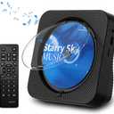 CD Player Portable Bluetooth 5.1 Desktop CD Player with HiFi Sound Speakers, Remote Control, Dust Cover,LED Display, Boombox FM Radio, USB/AUX for Home, Kids (Black)