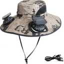 Outdoor Wide Brim Sun Hat with 2 Solar Fan Sun Bucket Hat for Men Women UPF 50+ Bucket Fishing & Beach Hat with Fan Built in
, Khaki