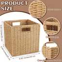 Newtay 6 Pcs Wicker Storage Baskets 11 x 11 in Cube Storage Bin Organizer Camel Square Foldable Wicker Baskets for Shelves Organizing Decor Laundry Pantry Toys
