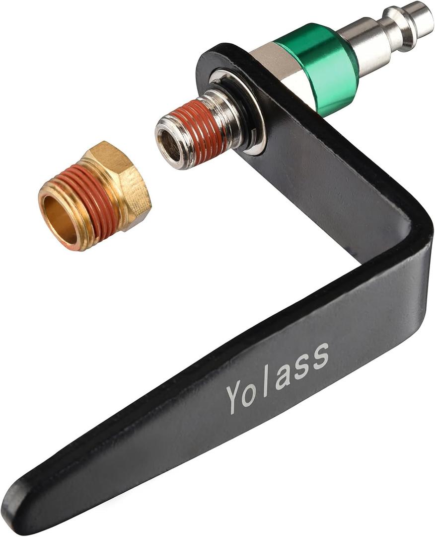 Yolass Pneumatic tool hook,1/4"NPT and 360 Rotatable L Air Rafter Hooks are Lightweight,Quick and Easy to Install for Air Blow Guns,Pneumatic Nail Guns,with Brass Joints,1-Piece