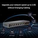 8-Port 2.5G Unmanaged Ethernet Switch, 82.5G Base-T Ports, 210G SFP+ Uplink, Supports 100/1000/2500Mbps, Fanless Metal Casing, Plug & Play