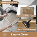 Uphome Bathroom Runner Rug, 18x47 Modern Khaki and White Long Bathroom Rug Non Slip Washable, Soft Microfiber Absorbent Bath Mat Runner for Tub, Shower, Floor, Sink