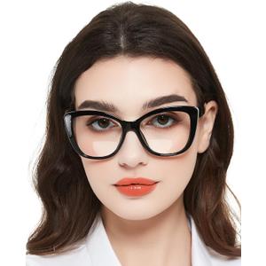 MARE AZZURO Large Bifocal Reading Glasses 2.75+ Women Blue Light Blocking Readers (Black, 2.75)
