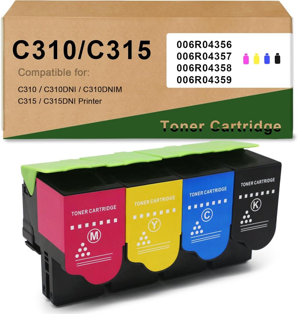 C310 C315 High Capacity Toner Cartridge Compatible Xerox 006R04356 006R04357 006R04358 006R04359 Toner Cartridge Replacement for Xerox C310 C310DNI C310DNIM C315 C315DNI Printer (4-Pack)