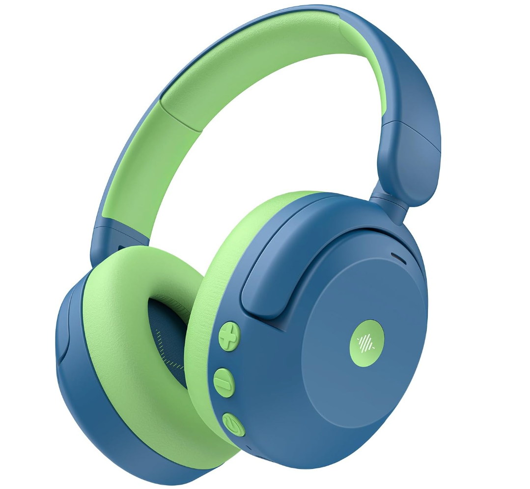 iClever BTH20 Active Noise Cancelling Headphones for Kids, 60H Play Time,Type C Fast Charging, Safe Volume 80dBA, Bluetooth5.4, AwardWinning Kids Headphones Wireless for iPad Tablet Airplane, Blue