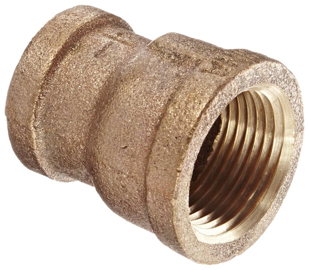 Anderson Metals 38119 Red Brass Pipe Fitting, Reducing Coupling, 3/4" x 1/2" Female Pipe