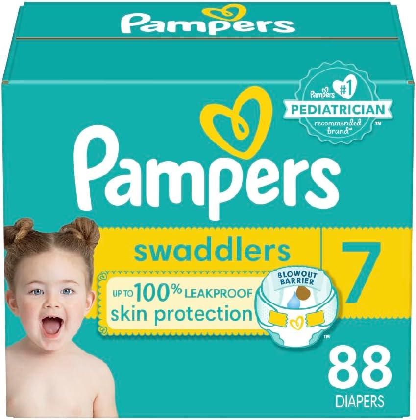 Pampers Baby Diapers - Swaddlers - Size 7, 88 Count, Ultra Absorbent Disposable Infant Diaper 