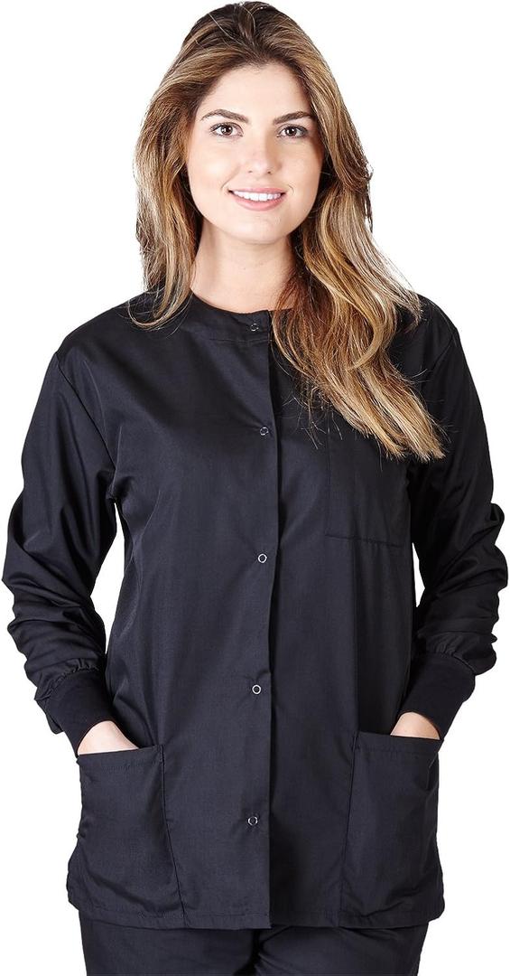 Natural Uniforms Warm Up Scrub Jacket (Small, Black)
