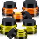 6 Pcs 0.5/1/ 2 oz Glass Jar with Lids Travel Size Containers for Toiletries Round Cosmetic Jars with Inner Travel Accessories for Storing Lip, Body Scrub, Lotion, Bath Salts(Amber,Green)