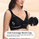 Wirefree Front Closure Bra for Women Minimizer 34D-46DD (Black)