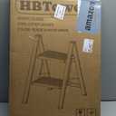 HBTower Step Ladder,Lightweight Aluminum Folding Step Stool with Anti-Slip Wide Pedal,330lbs Capacity Step Ladder for Household,Kitchen,Office - BlackWoodgrain