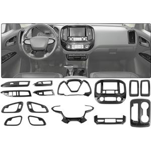 for Colorado Center Console Interior Trim Kit Fit for Chevy Colorado 2014-2022 Black Carbon Fiber Interior Accessories 15pcs
