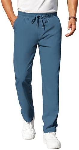 COOFANDY Mens Casual Pants Elastic Waist Chino Pants Lightweight Drawstring Pants with Pockets, Size 32
