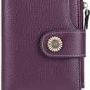 FALAN MULE Small Wallet for Women Leather Bifold Compact Small Womens Wallet with RFID Blocking (Dark Purple)
