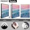 OAOPIC Summer Beach Surfs Up Canvas Wall Art, Coastal Surfing Pink Blue Sea Scenery Poster, Vintage Beachy Vibe Surfboard Aerial View Print, Endless Summer Painting for Living Room 12x16in Unframed