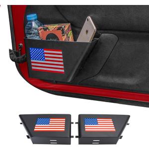 2 Pack Metal Front Door Storage Box Pockets Compatible with Jeep Wrangler JK JKU 2/4 Door 2007-2018 Side Insert Organizer for Interior Storage Accessories